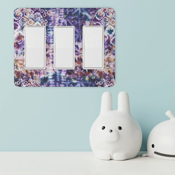 Tie Dye Rocker Light Switch Covers - Triple - IN CONTEXT