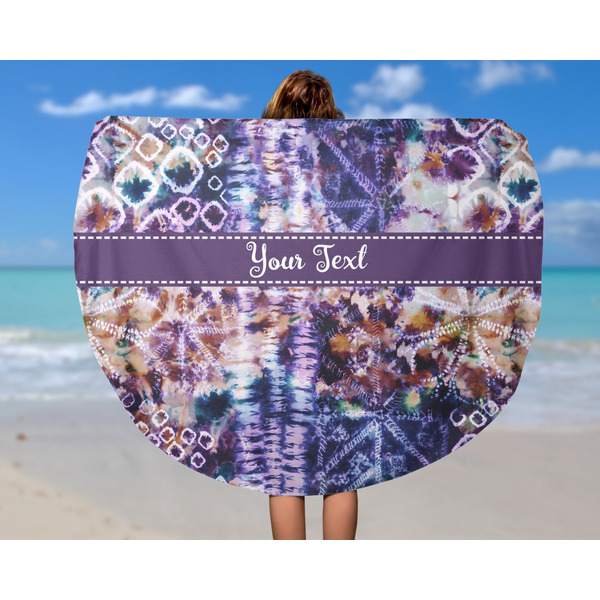 Tie Dye Round Beach Towel - In Use