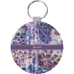 Tie Dye Round Plastic Keychain (Personalized)