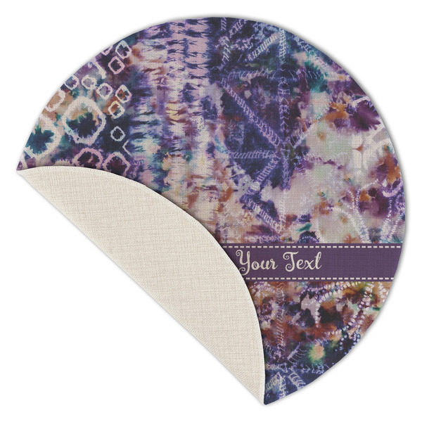 Tie Dye Round Linen Placemats - Front (folded corner single sided)