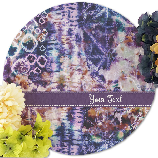 Tie Dye Round Linen Placemats - Front (w flowers)