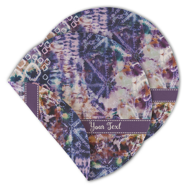 Custom Tie Dye Round Linen Placemat - Double Sided - Set of 4 (Personalized)