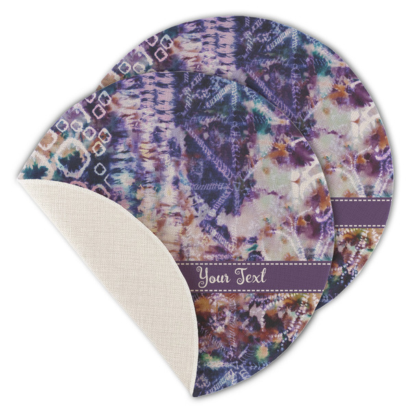 Custom Tie Dye Round Linen Placemat - Single Sided - Set of 4 (Personalized)