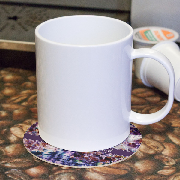 Tie Dye Round Paper Coaster - With Mug
