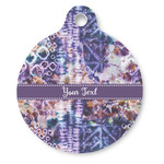 Tie Dye Round Pet ID Tag - Large (Personalized)