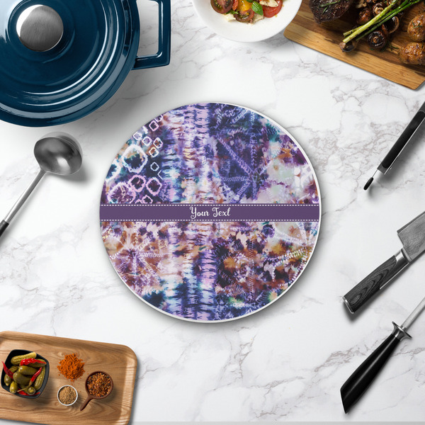 Tie Dye Round Stone Trivet - In Context View