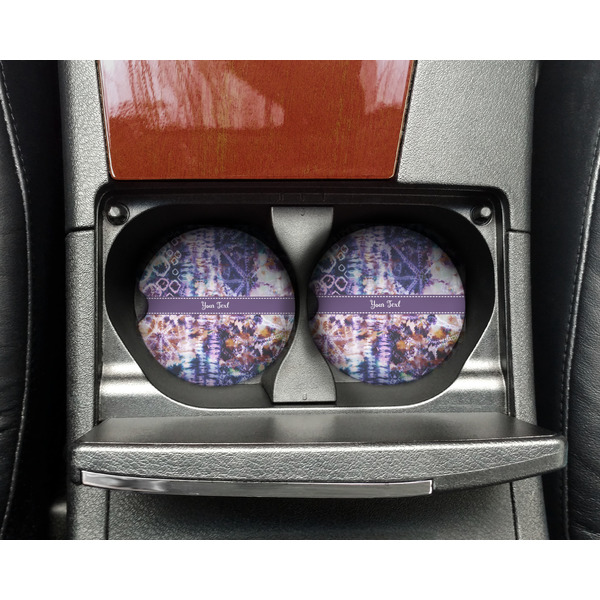 Tie Dye Sandstone Car Coaster - In Cup Holder