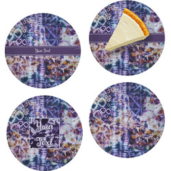 Tie Dye Set of 4 Glass Appetizer / Dessert Plate 8" (Personalized)