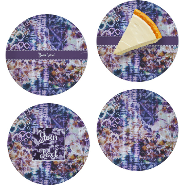 Custom Tie Dye Set of 4 Glass Appetizer / Dessert Plate 8" (Personalized)