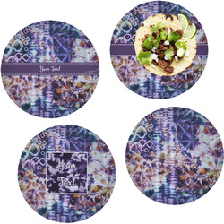 Tie Dye Set of 4 Glass Lunch / Dinner Plate 10" (Personalized)