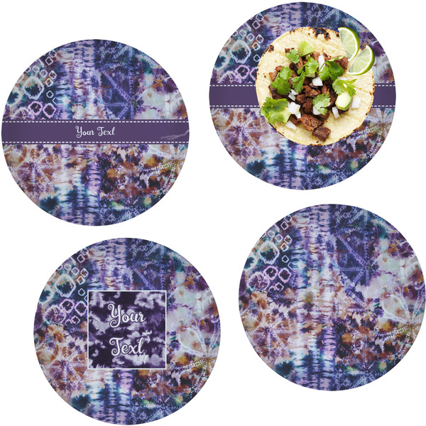 Custom Tie Dye Set of 4 Glass Lunch / Dinner Plate 10" (Personalized)
