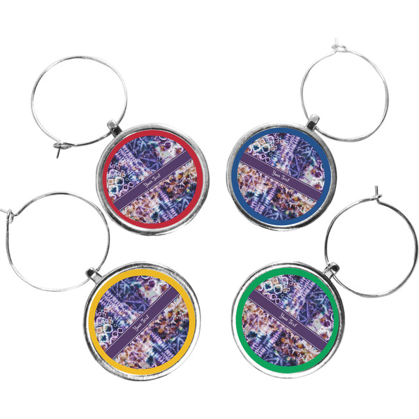 Custom Tie Dye Wine Charms (Set of 4) (Personalized)