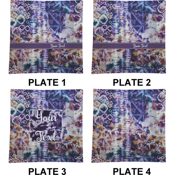 Tie Dye Set of Square Dinner Plates (Approval)
