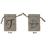 Tie Dye Small Burlap Gift Bag - Front & Back (Personalized)