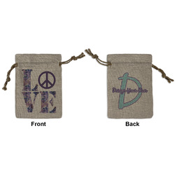 Tie Dye Small Burlap Gift Bag - Front & Back (Personalized)
