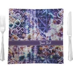 Tie Dye 9.5" Glass Square Lunch / Dinner Plate- Single or Set of 4 (Personalized)