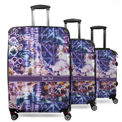 Tie Dye 3 Piece Luggage Set - 20" Carry On, 24" Medium Checked, 28" Large Checked (Personalized)