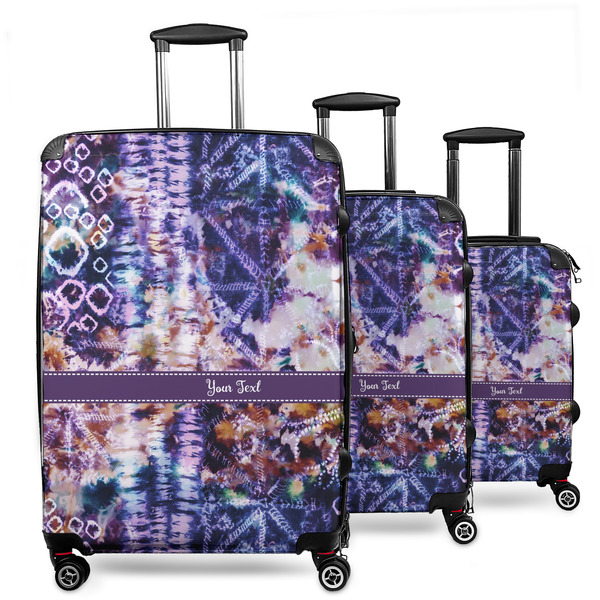 Custom Tie Dye 3 Piece Luggage Set - 20" Carry On, 24" Medium Checked, 28" Large Checked (Personalized)