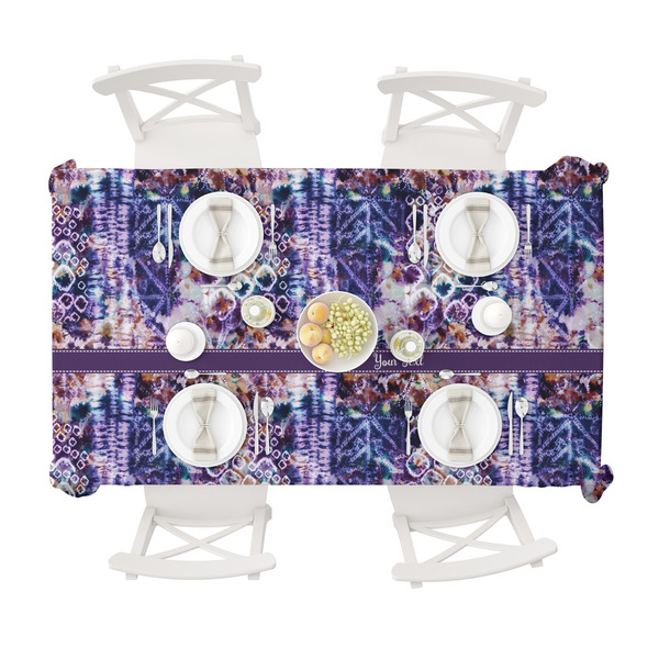 Tie Dye Tablecloths (58"x102") - TOP VIEW (with plates)