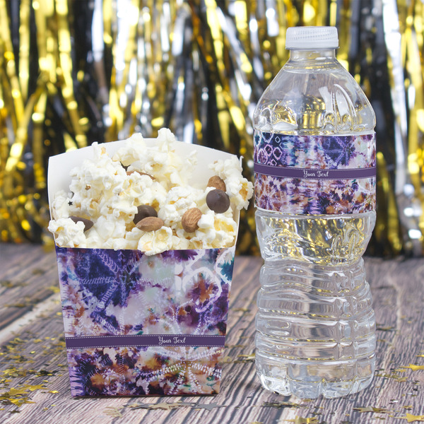 Tie Dye Water Bottle Label - w/ Favor Box