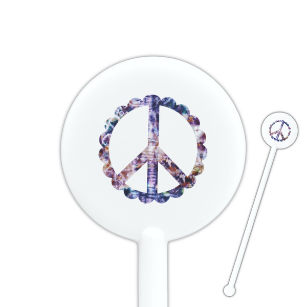 Custom Tie Dye 5.5" Round Plastic Stir Sticks - White - Single Sided
