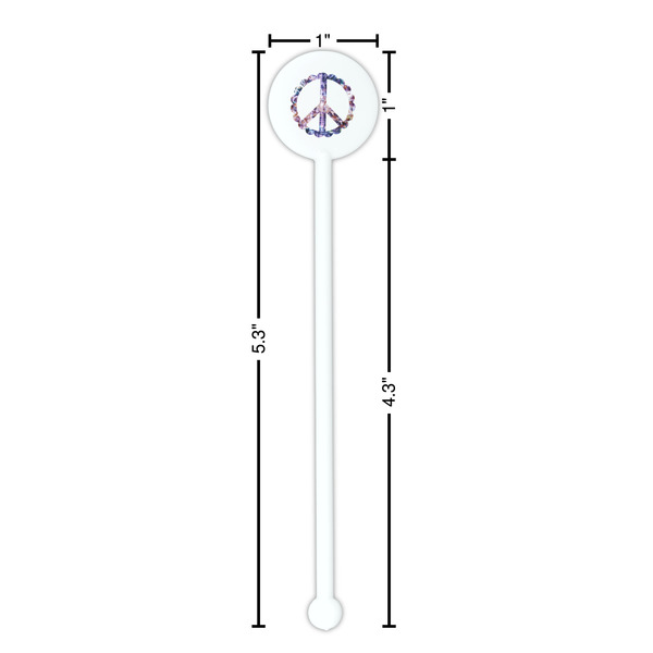 Tie Dye White Plastic 5.5" Stir Stick - Round - Dimensions