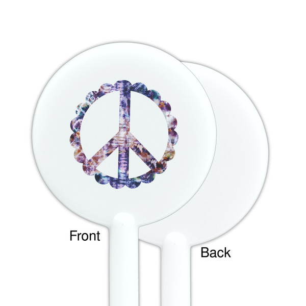 Tie Dye White Plastic 5.5" Stir Stick - Single Sided - Round - Front & Back