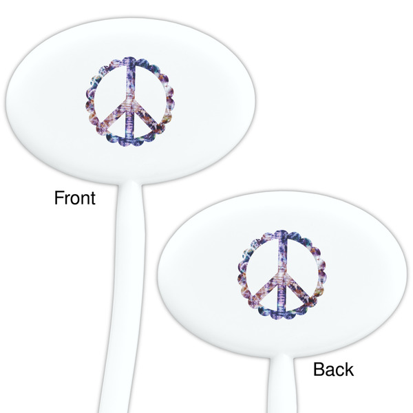 Tie Dye White Plastic 7" Stir Stick - Double Sided - Oval - Front & Back