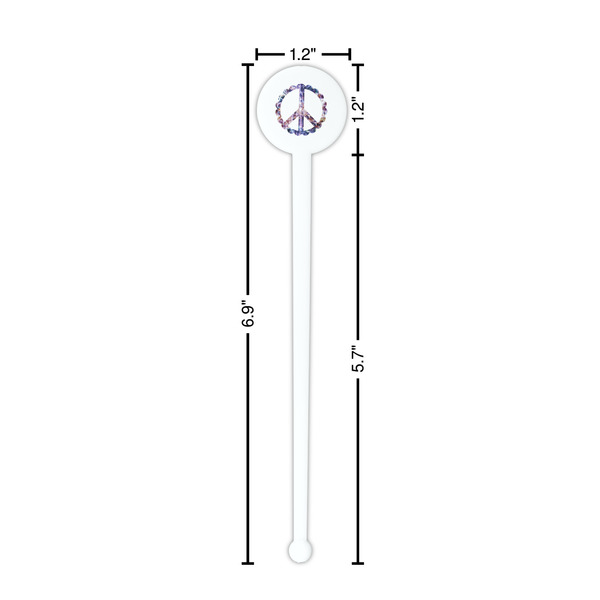 Tie Dye White Plastic 7" Stir Stick - Round - Dimensions