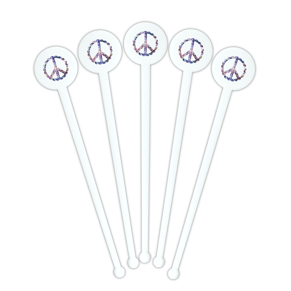 Tie Dye White Plastic 7" Stir Stick - Round - Fan View