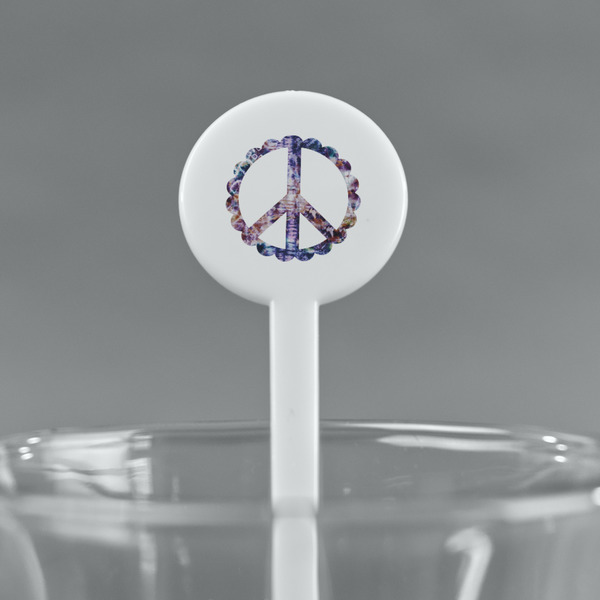 Tie Dye White Plastic 7" Stir Stick - Round - Main