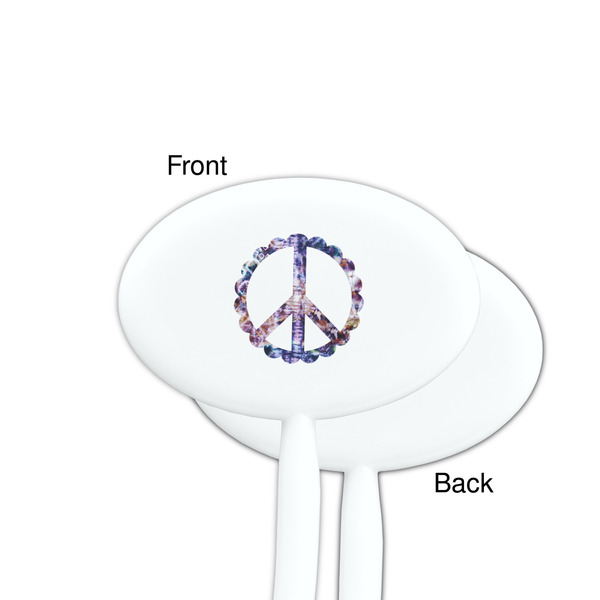 Tie Dye White Plastic 7" Stir Stick - Single Sided - Oval - Front & Back