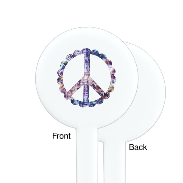 Tie Dye White Plastic 7" Stir Stick - Single Sided - Round - Front & Back