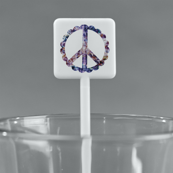 Tie Dye White Plastic Stir Stick - Square - Main