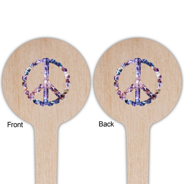 Tie Dye Wooden 4" Food Pick - Round - Double Sided - Front & Back