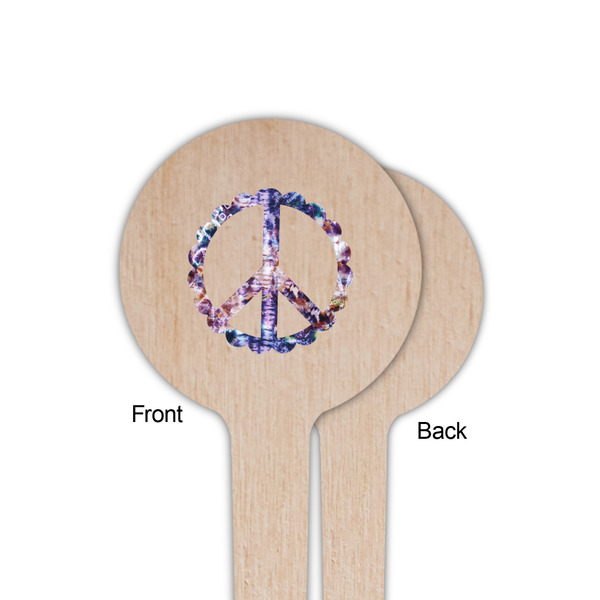 Tie Dye Wooden 4" Food Pick - Round - Single Sided - Front & Back