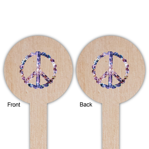 Tie Dye Wooden 6" Food Pick - Round - Double Sided - Front & Back