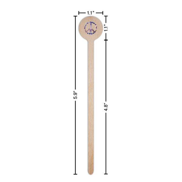 Tie Dye Wooden 6" Stir Stick - Round - Dimensions