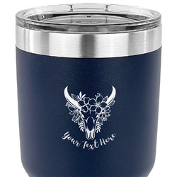 Boho 30 oz Stainless Steel Tumbler - Navy - Double Sided (Personalized)