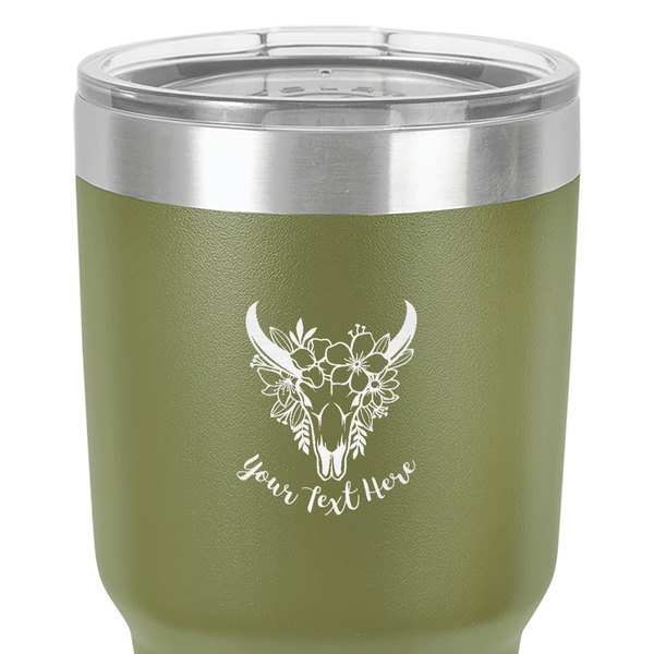 Boho 30 oz Stainless Steel Ringneck Tumbler - Olive - Close Up