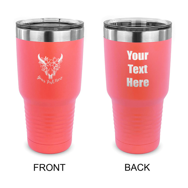 Custom Boho 30 oz Stainless Steel Tumbler - Coral - Double Sided (Personalized)