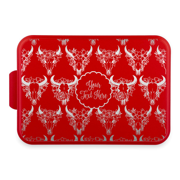 Custom Boho Aluminum Baking Pan with Red Lid (Personalized)