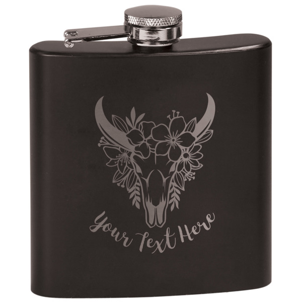 Custom Boho Black Flask Set (Personalized)
