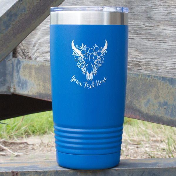 Custom Boho 20 oz Stainless Steel Tumbler - Royal Blue - Single Sided (Personalized)