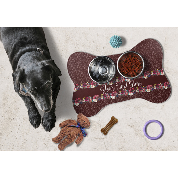 Boho Bone Shaped Mat w/ Food & Water