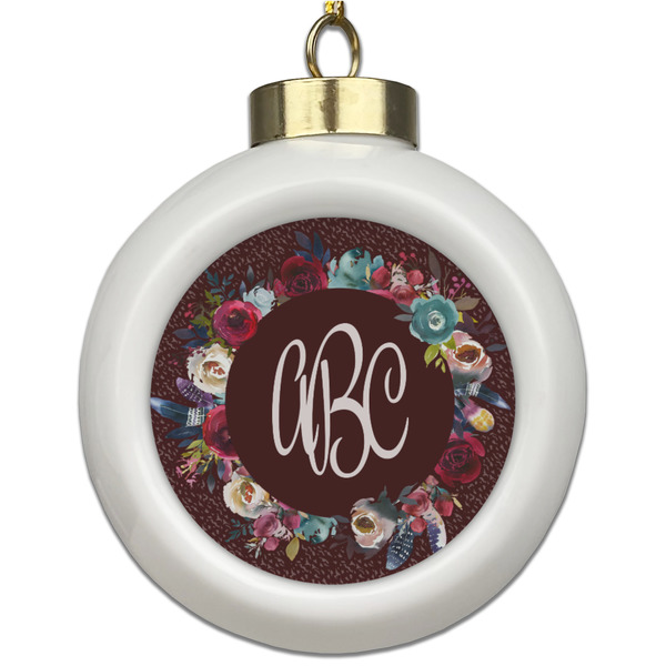 Custom Boho Ceramic Ball Ornament (Personalized)