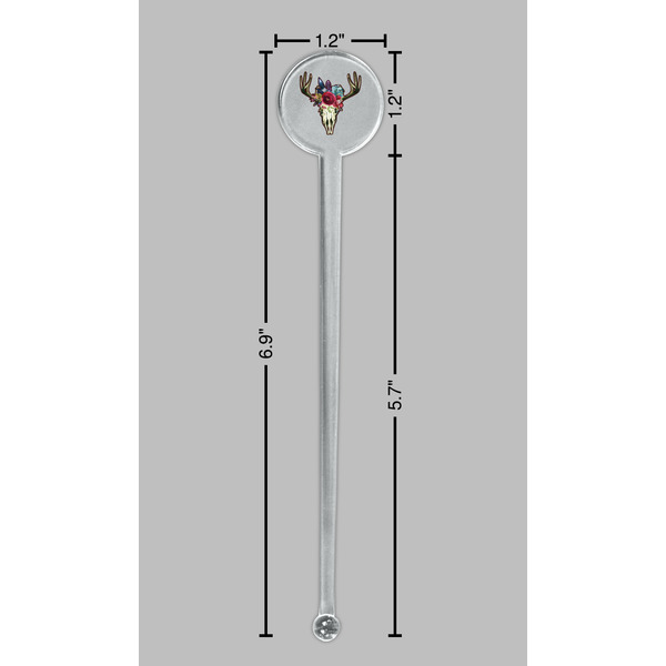 Boho Clear Plastic 7" Stir Stick - Round - Dimensions