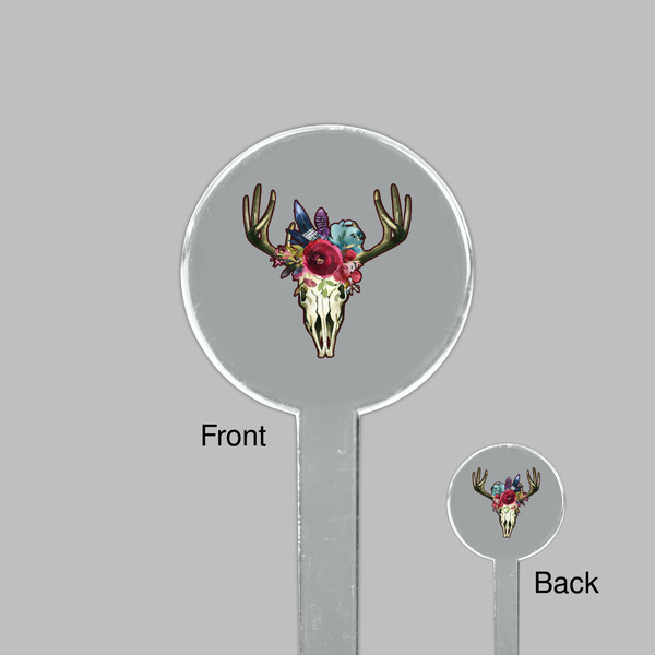 Boho Clear Plastic 7" Stir Stick - Round - Front & Back