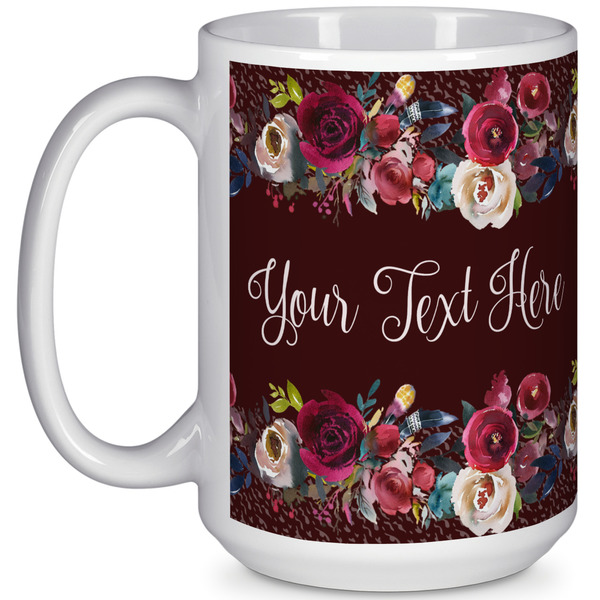 Custom Boho 15 Oz Coffee Mug - White (Personalized)