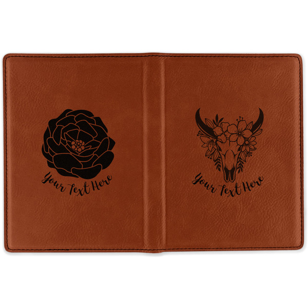 Boho Cognac Leather Passport Holder Outside Double Sided - Apvl